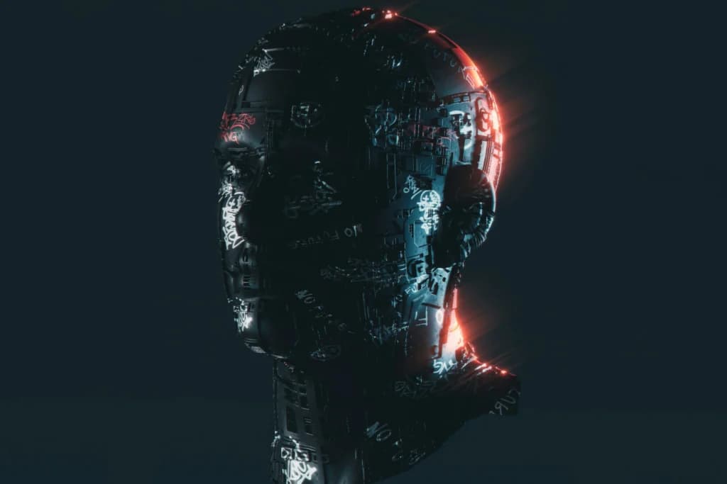 Digital humanoid head made of circuitry, representing predictive machine learning models built by Aaga